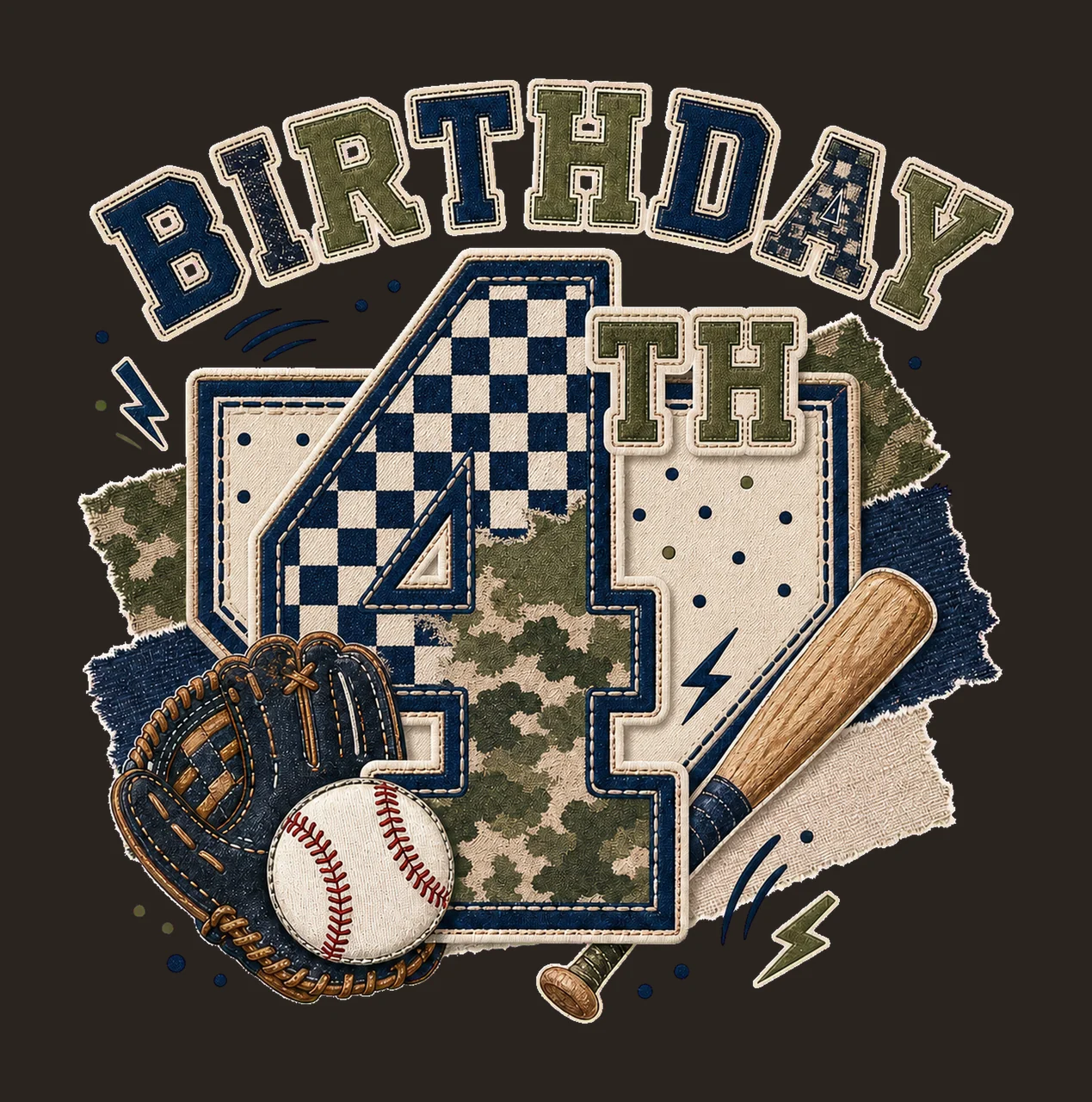 Star Camo Baseball Birthday sublimation instant Variation E contrast preview thumbnail