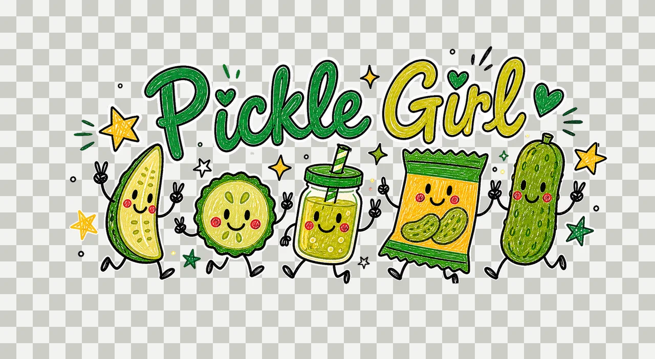 Pickle Girl Doodle sublimation instant shirt Variation D transparency and detail preview thumbnail