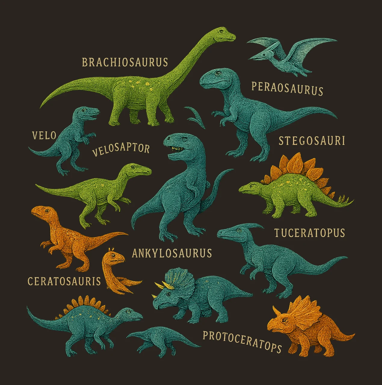 Dinosaurs Sublimation Design DTF DTG Dinosaur Artwork Kids contrast preview thumbnail