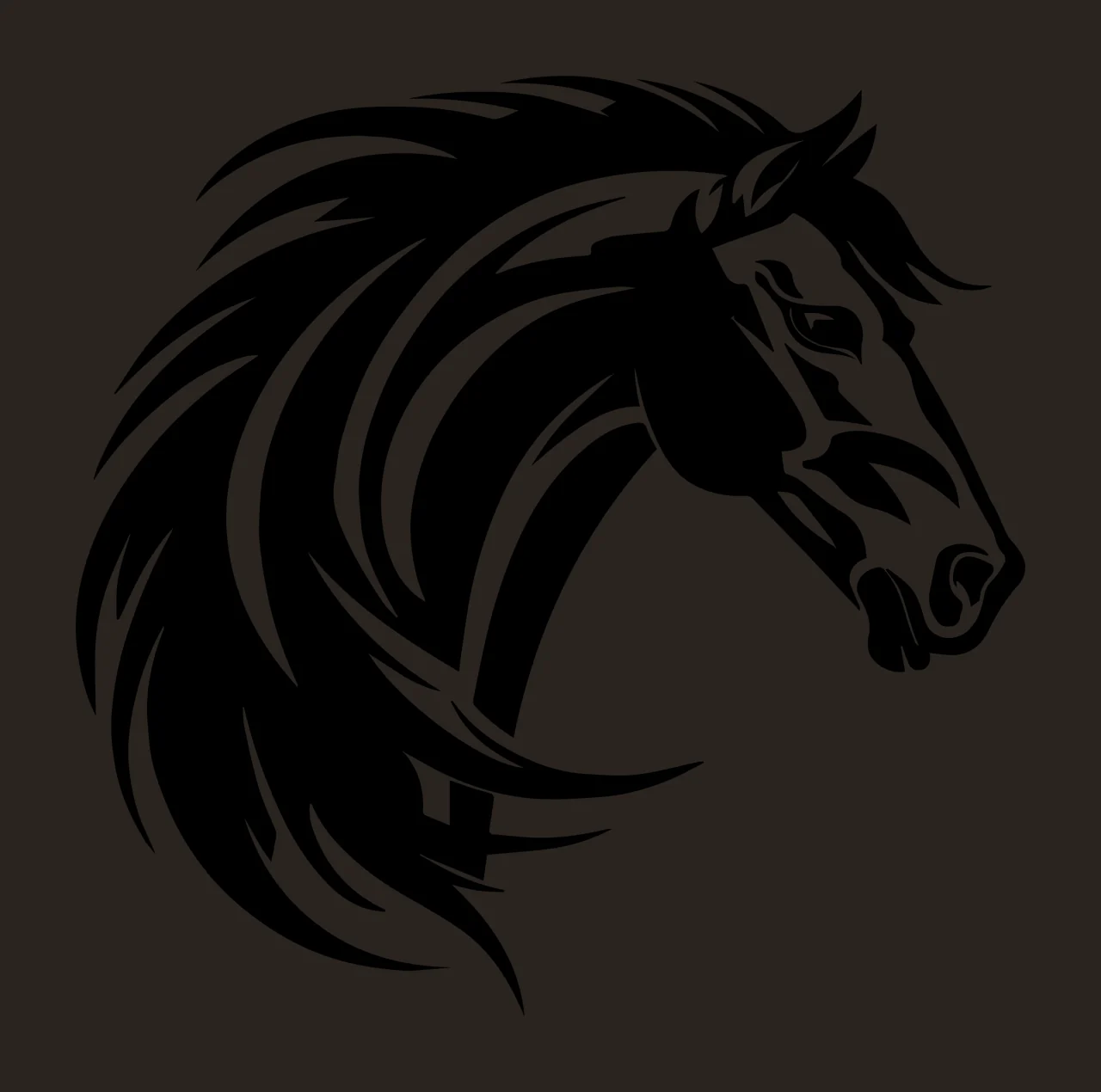 Horse Head Silhouette Flowing Mane black animal 55 F16 contrast preview thumbnail