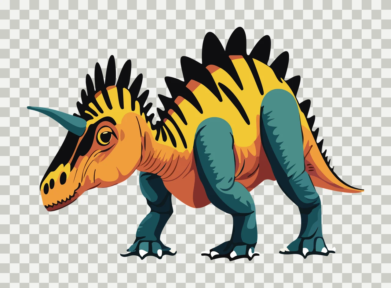 Dinosaur Black Horned Silhouette walking animal prehistoric transparency and detail preview thumbnail