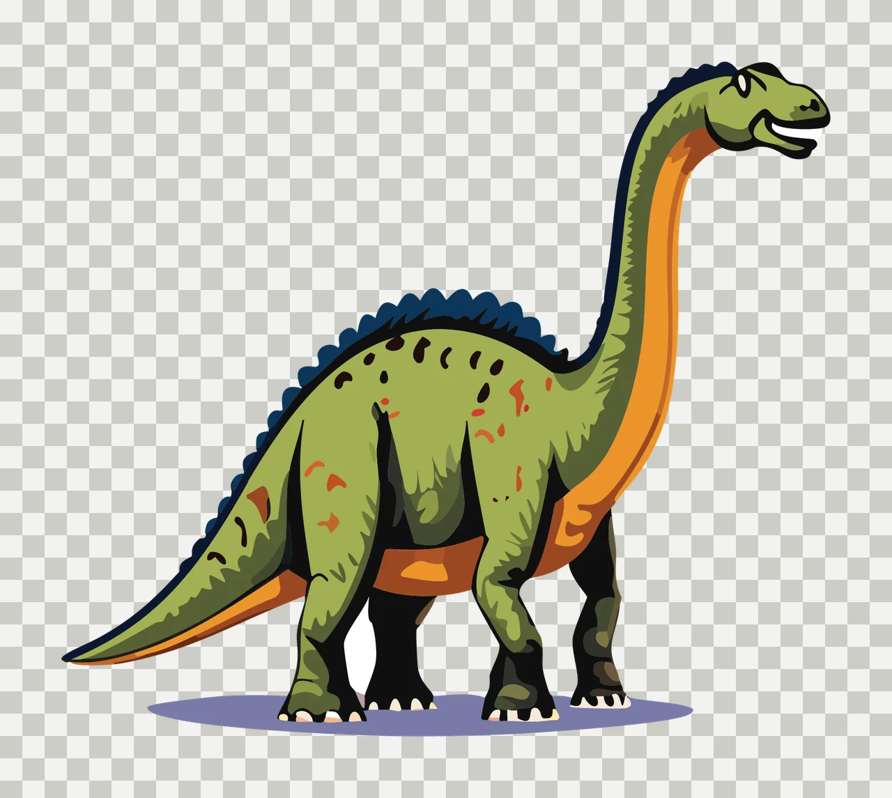 Dinosaur Black Silhouette Long Neck standing white reptile transparency and detail preview thumbnail