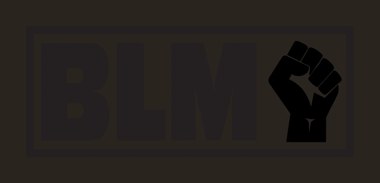 BLM BLM typography and raised fist icon with bold text, rectangular border and block letters in black and white contrast preview thumbnail