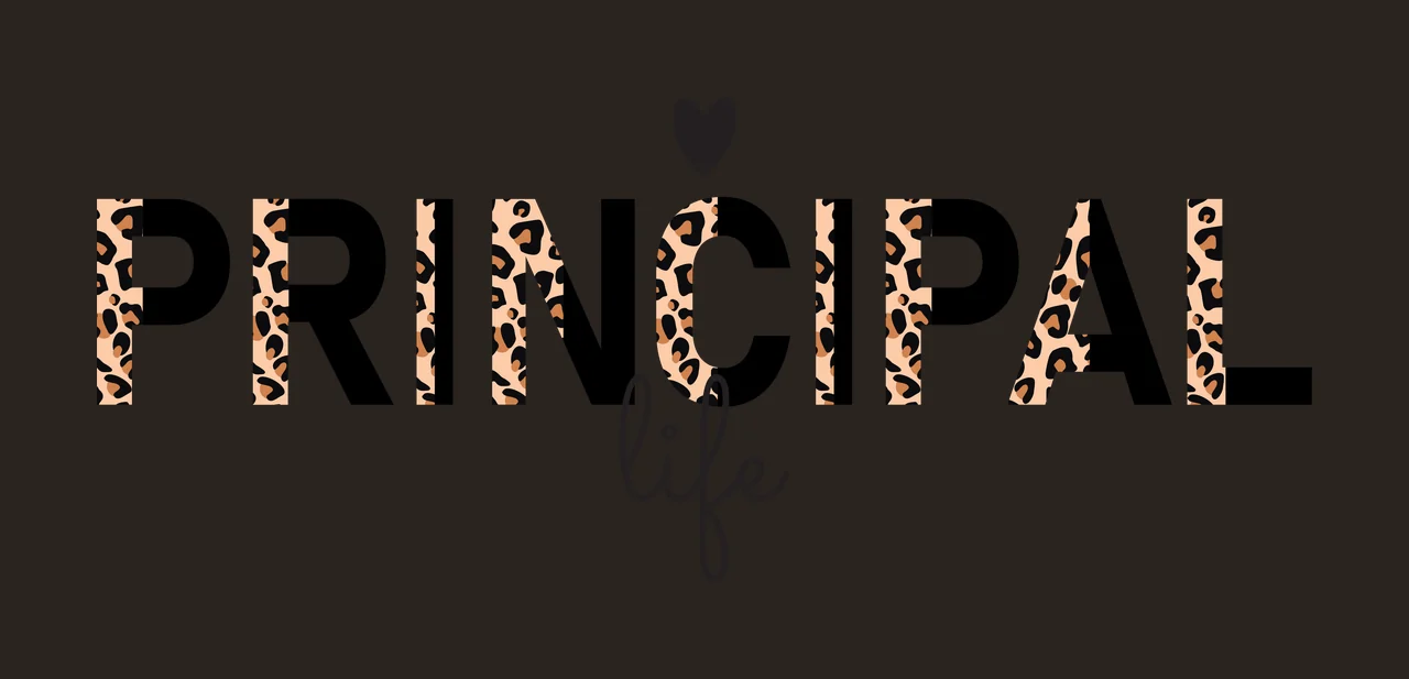 PRINCIPAL life Typography Design with leopard print pattern, heart icon, cursive font and split lettering in black, tan and brown contrast preview thumbnail