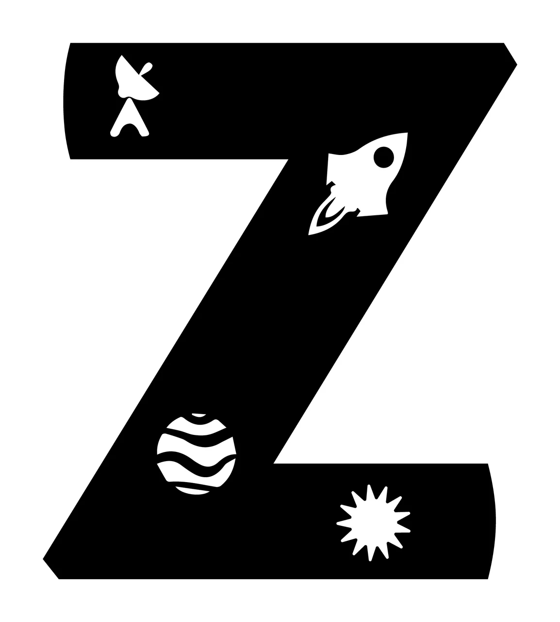 Space Z Letter Decorate With Satellite Dish