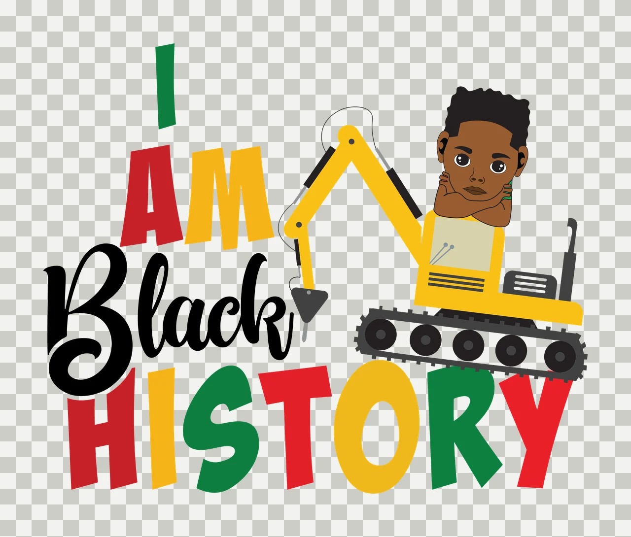 I Am Black History Excavator digging tracks arm machinery construction transparency and detail preview thumbnail