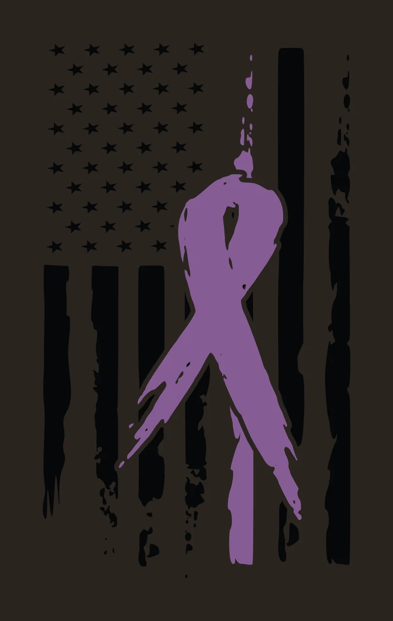 Awareness American Flag Ribbon Silhouette Symbol with layered contrast preview thumbnail