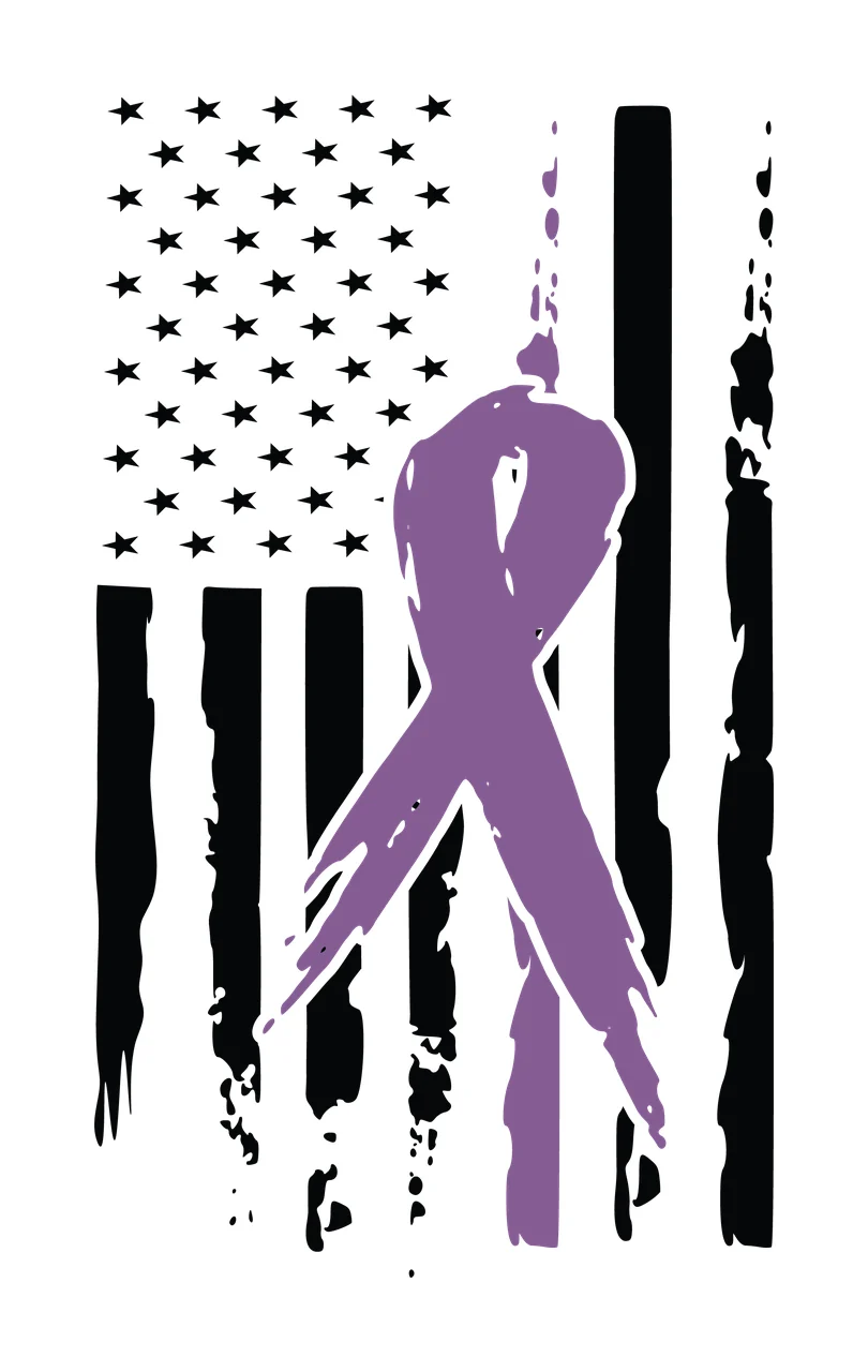 Awareness American Flag Ribbon Silhouette Symbol with layered