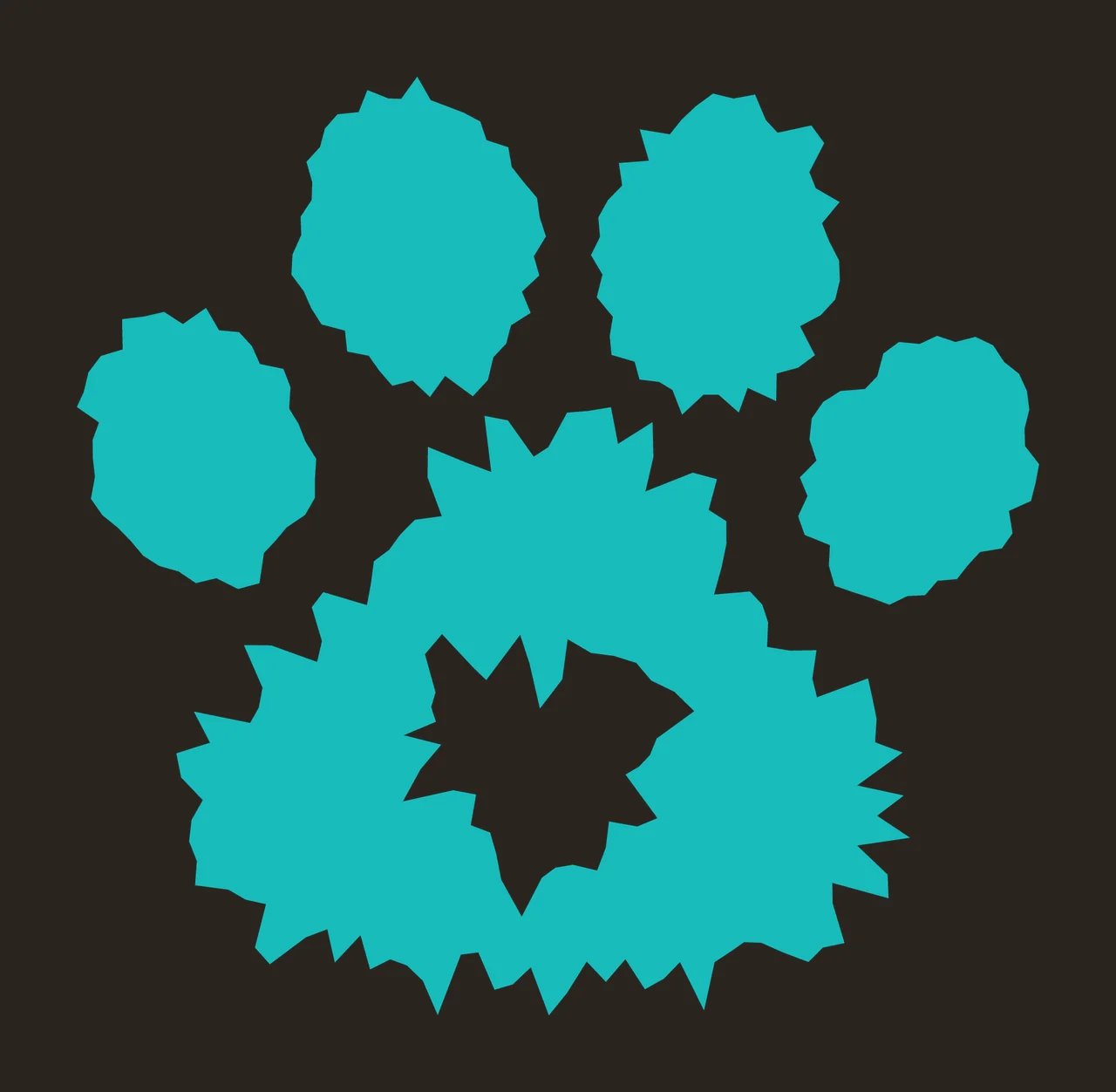 Jagged Edge Paw Print Design distressed black plain animal contrast preview thumbnail