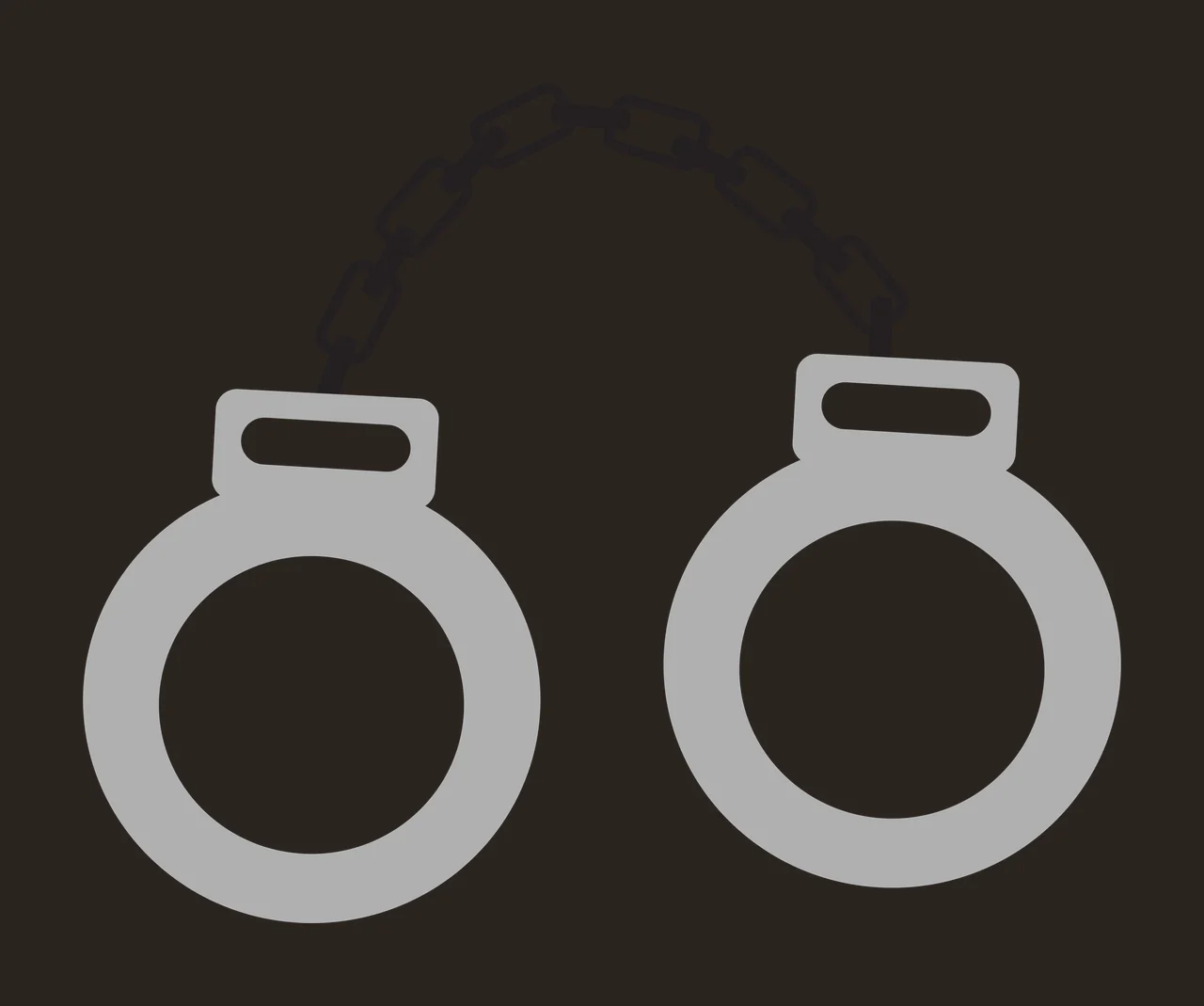 Black Silhouette Of Metal Handcuffs Connected chain restraint contrast preview thumbnail