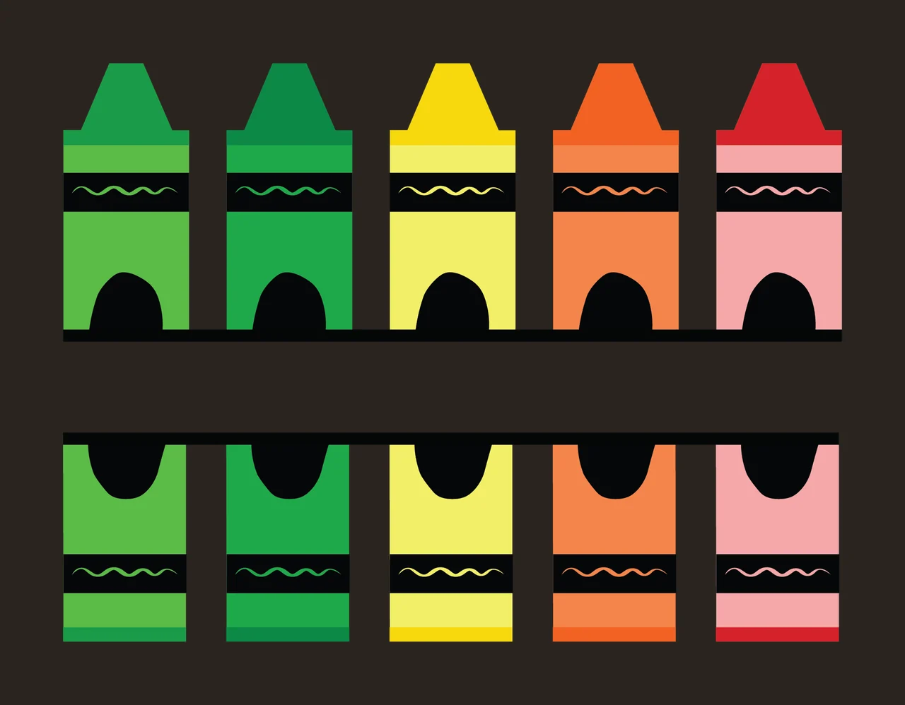 Wax Crayons Standing With Vertical Alignment And Symmetrical contrast preview thumbnail