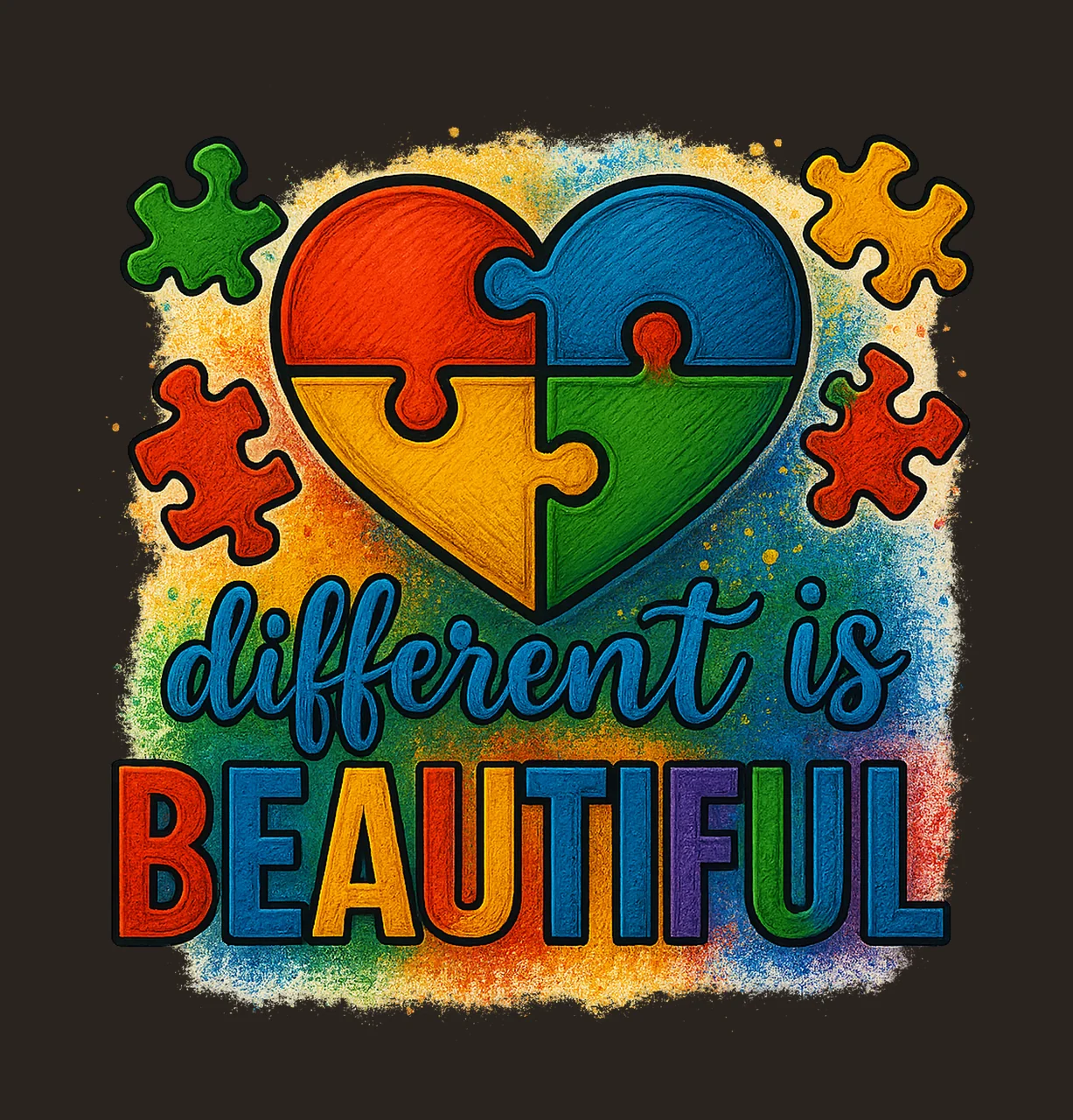 Different Is Beautiful Autism Sublimation Design Autism contrast preview thumbnail