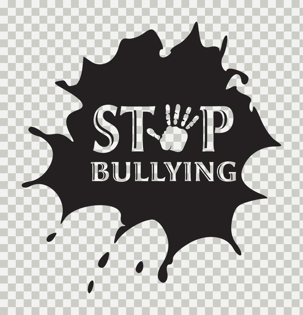 Stop Bullying Graphic With Handprint warning sign prohibiting transparency and detail preview thumbnail