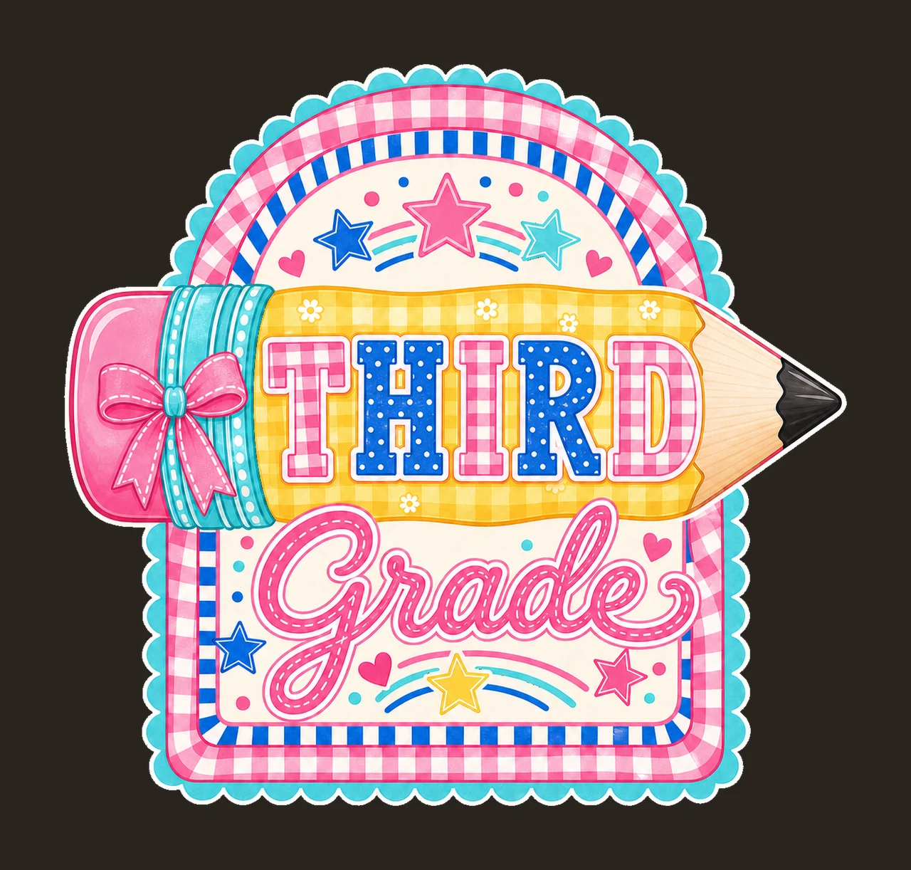 Preppy Back to School Pink Gingham Pennant Flag Variation E contrast preview thumbnail
