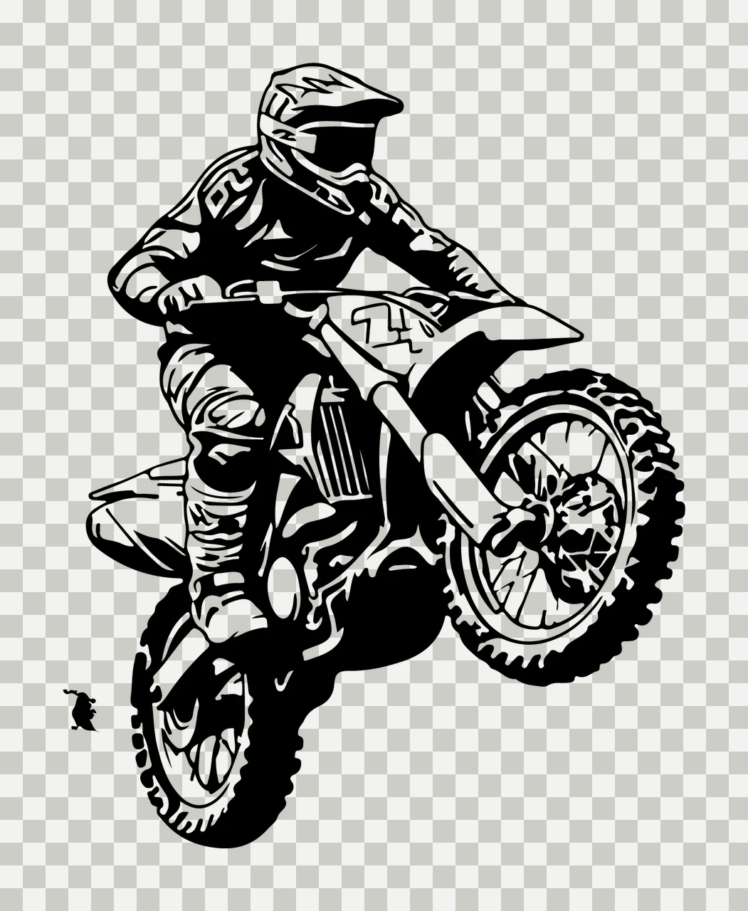 Dirt Bike Rider Mid Air Silhouette jumping motorcycle helmet transparency and detail preview thumbnail
