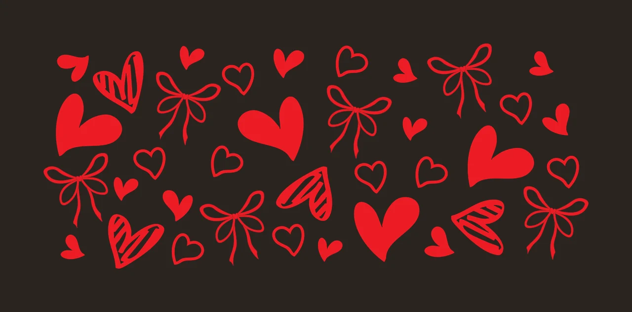 Can Glass Wrap Hearts And Bows Decorative Pattern scattered contrast preview thumbnail
