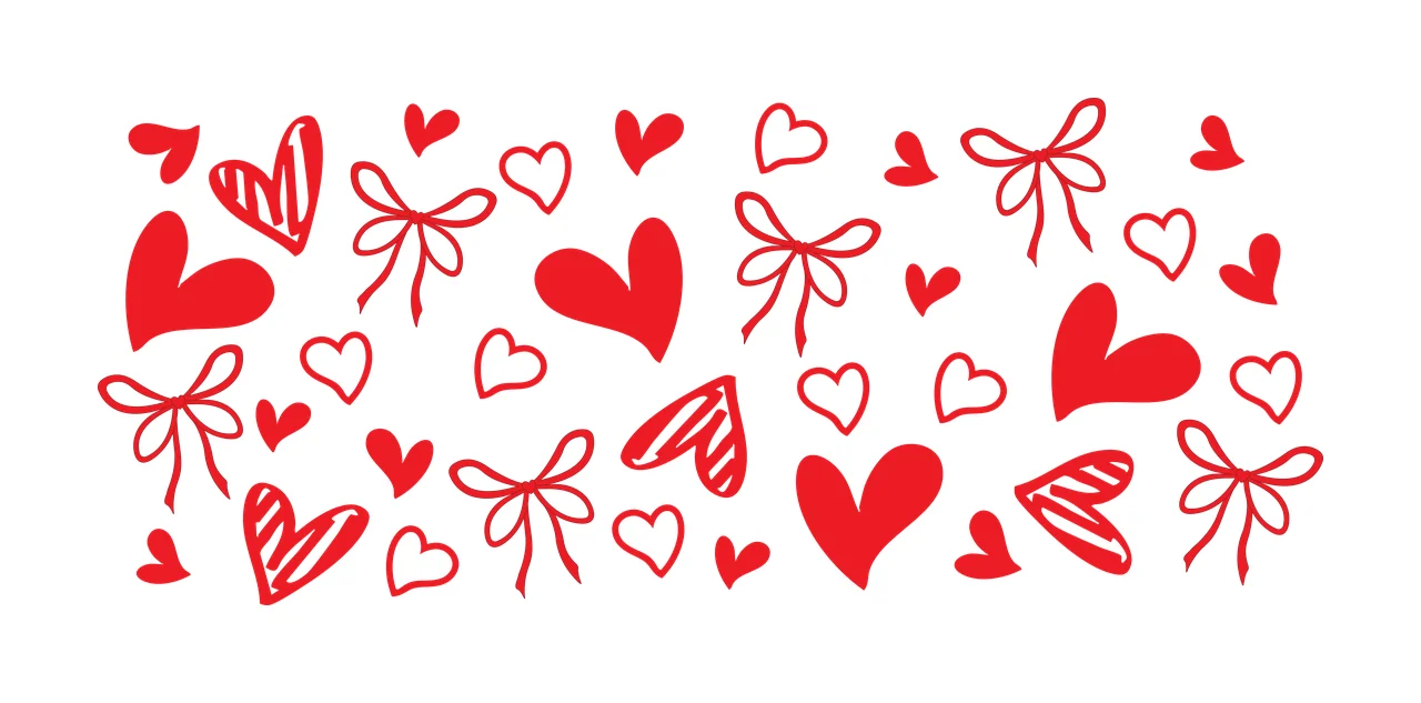 Can Glass Wrap Hearts And Bows Decorative Pattern scattered