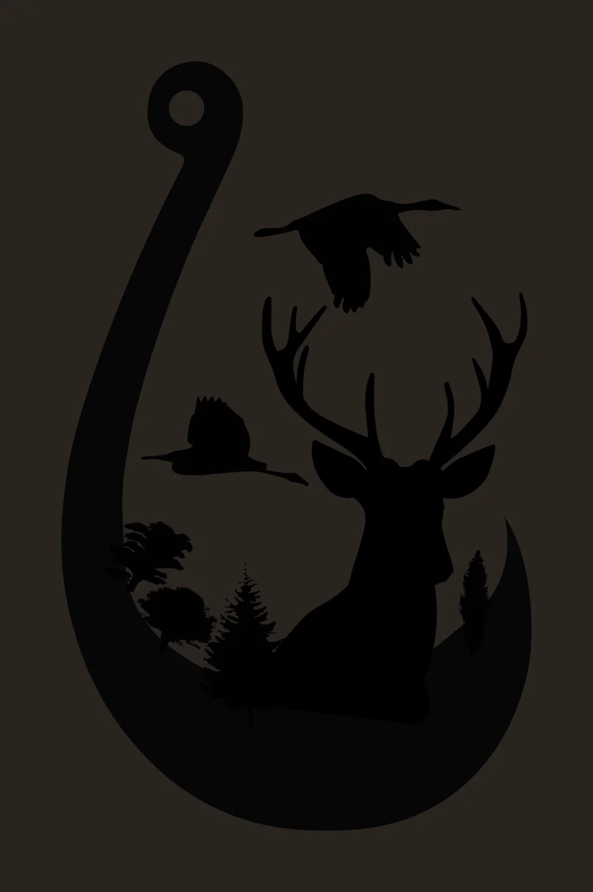 Deer And Birds Hook Silhouette ornamentation trees black white contrast preview thumbnail