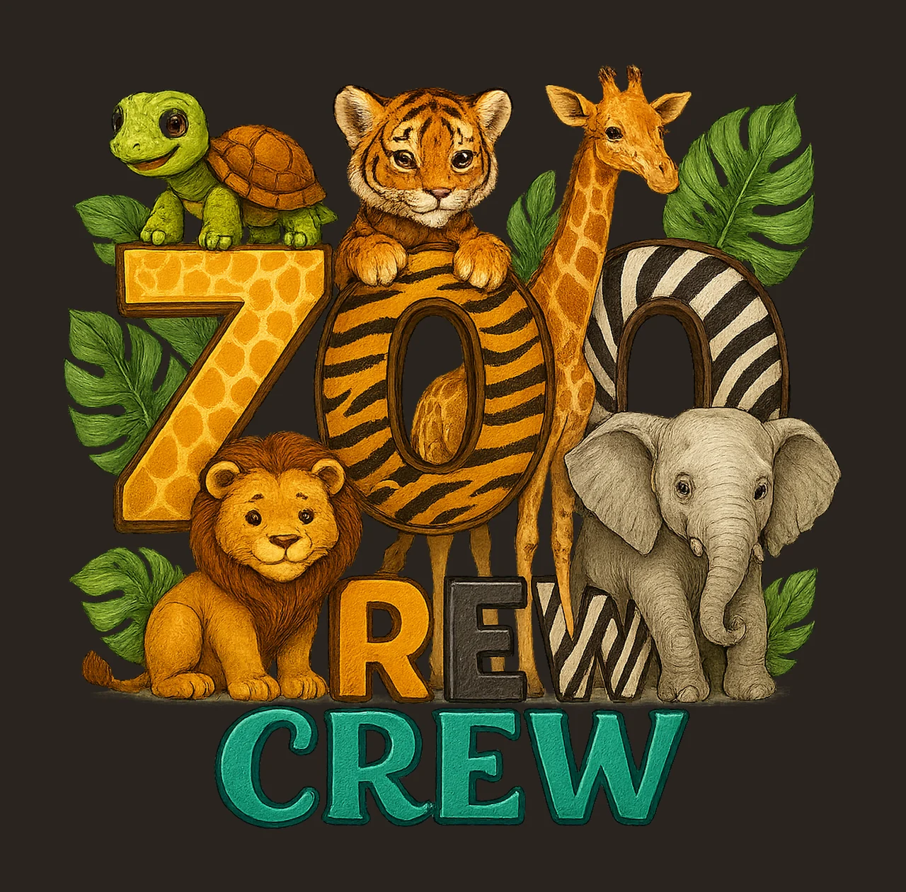 Zoo Crew Animals Giraffe Safari Party Design Animal Artwork contrast preview thumbnail
