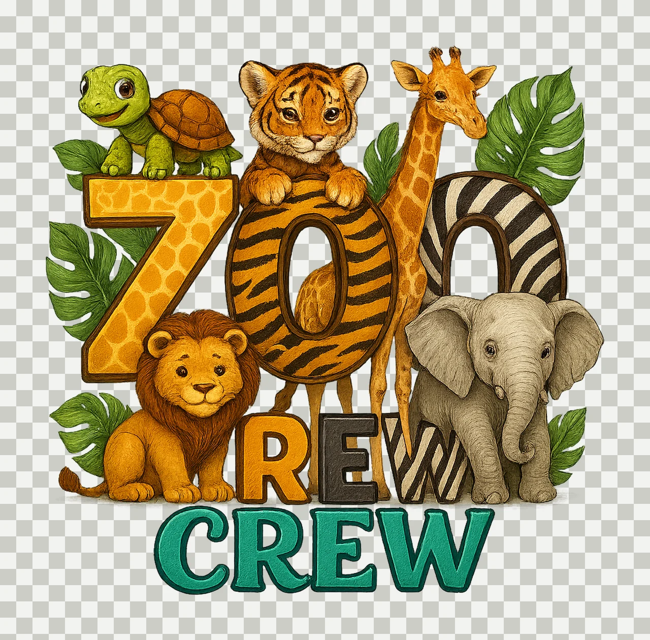 Zoo Crew Animals Giraffe Safari Party Design Animal Artwork transparency and detail preview thumbnail
