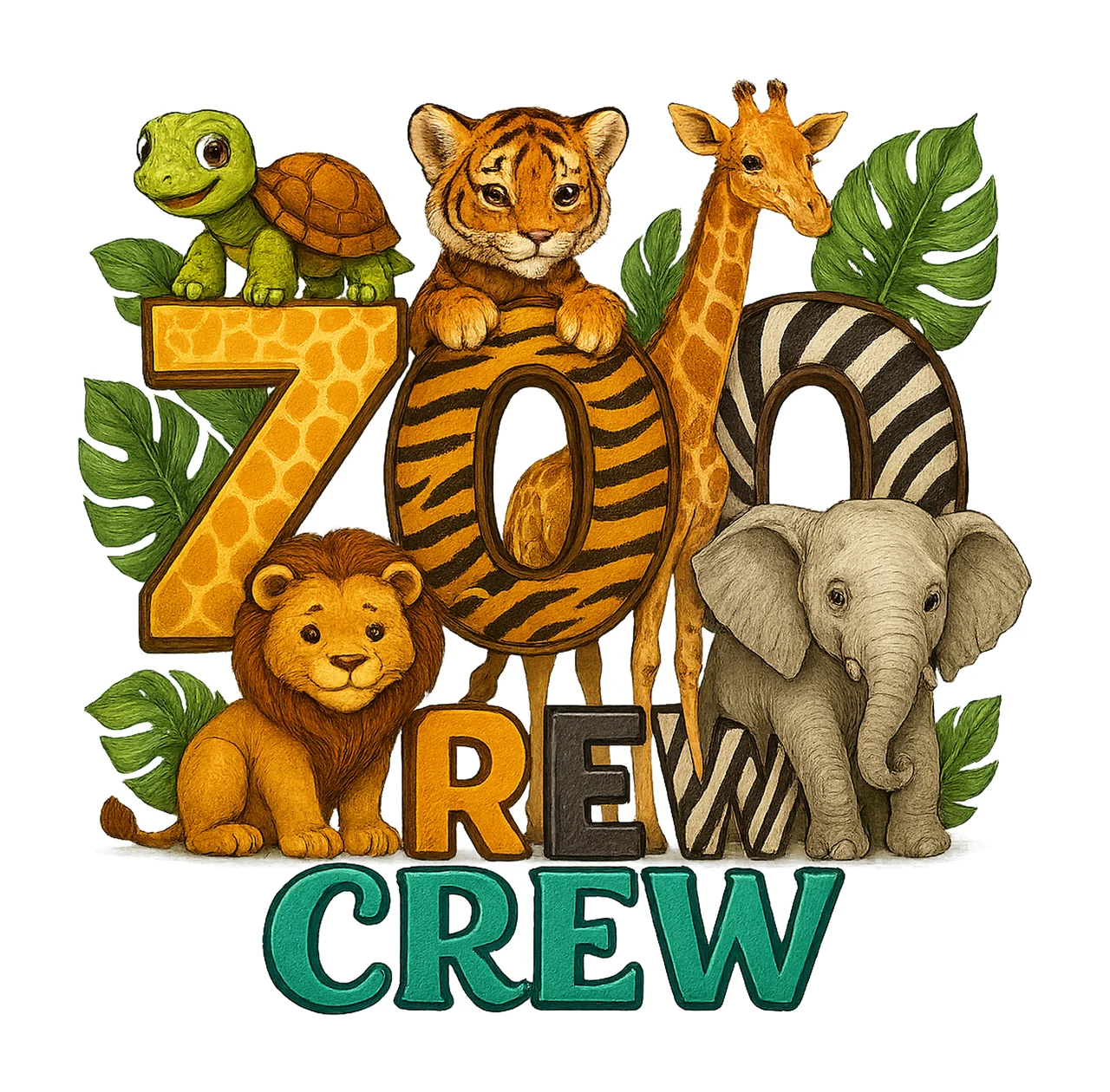 Zoo Crew Animals Giraffe Safari Party Design Animal Artwork