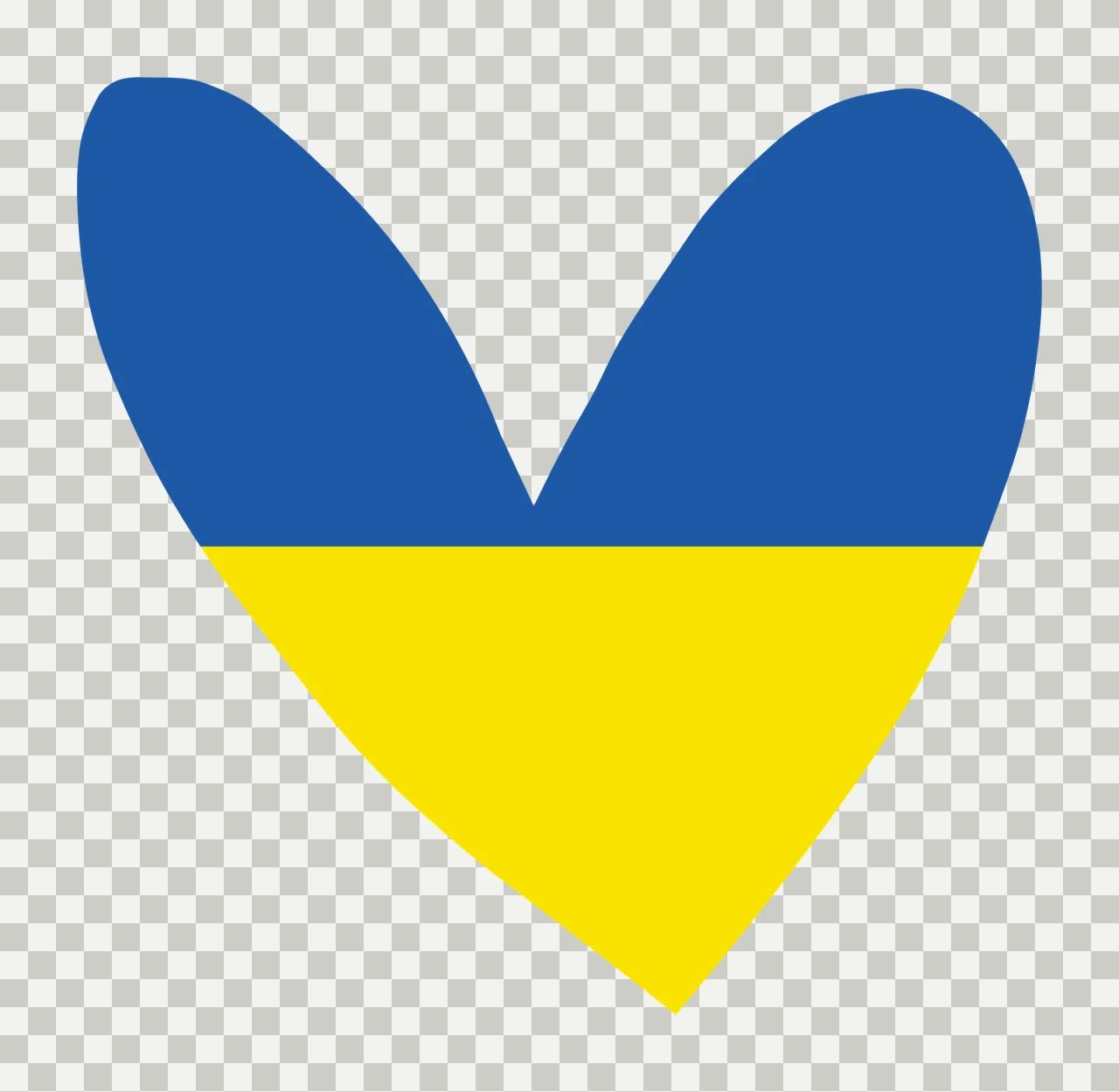 Heart-shaped flag design with blue heart shape, yellow heart shape and horizontal color division transparency and detail preview thumbnail