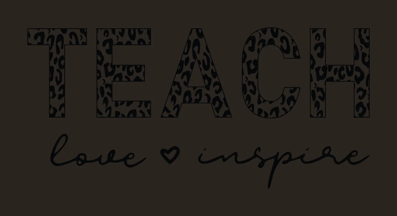 Teach Love Inspire Leopard Print Pattern Text display heart symbol contrast preview thumbnail