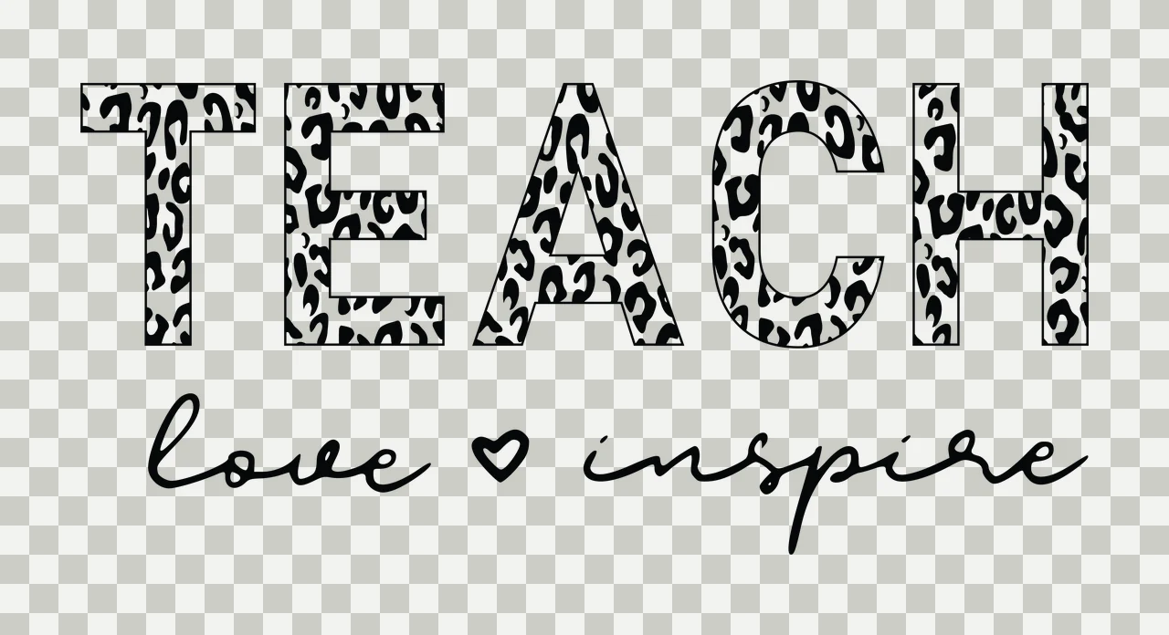 Teach Love Inspire Leopard Print Pattern Text display heart symbol transparency and detail preview thumbnail