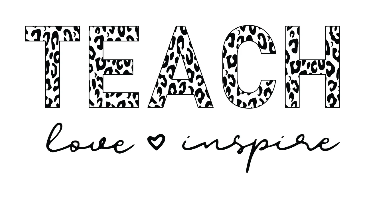 Teach Love Inspire Leopard Print Pattern Text display heart symbol