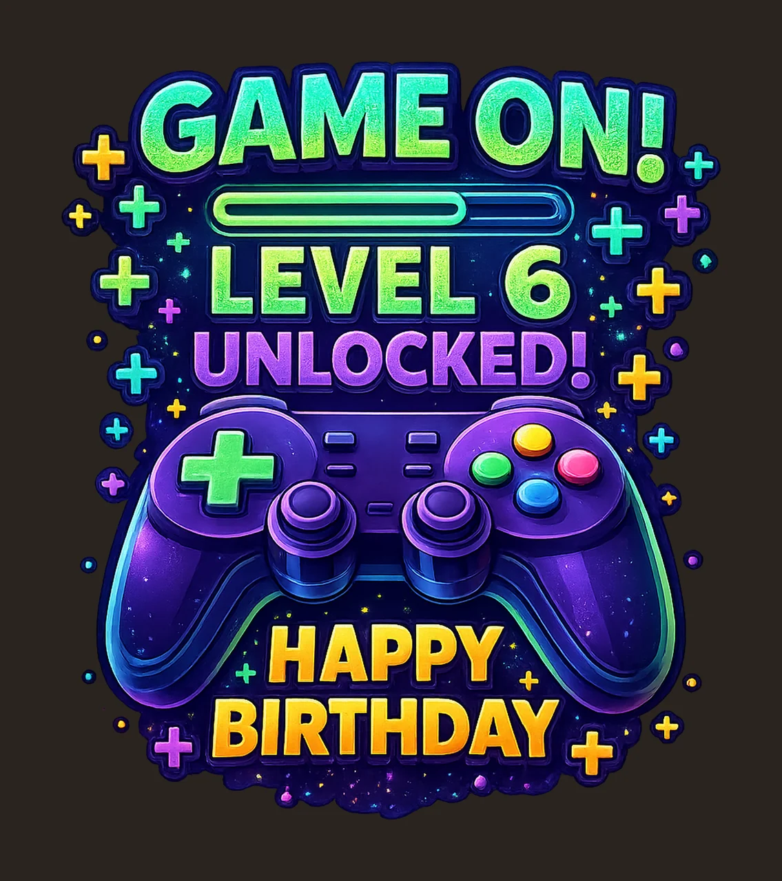 Level Unlocked Gamer Birthday Controller Gaming Party Design contrast preview thumbnail