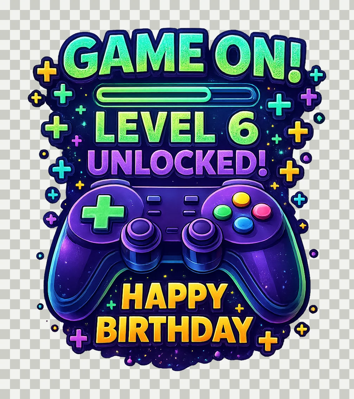Level Unlocked Gamer Birthday Controller Gaming Party Design transparency and detail preview thumbnail
