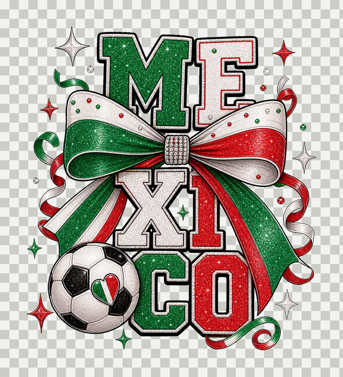 Coquette Mexico Soccer Fan sublimation instant Variation B transparency and detail preview thumbnail