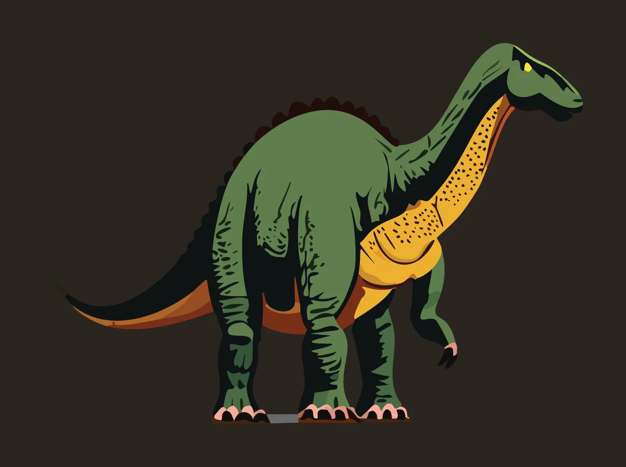 Dinosaur Silhouette Standing Profile View neck tail body black contrast preview thumbnail