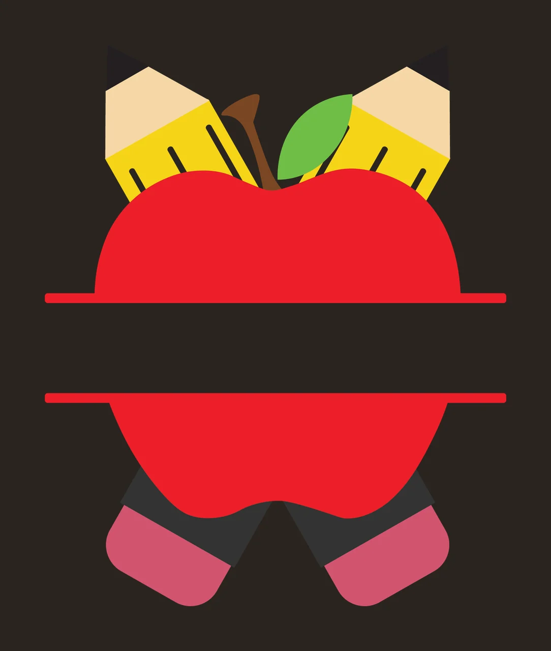Apple Shape With Horizontal Line leaf stem silhouette black contrast preview thumbnail