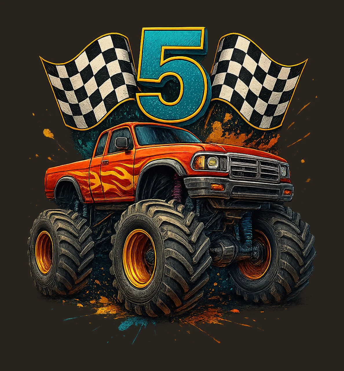 Birthday Monster Truck Year Old Boys Party Variation B contrast preview thumbnail