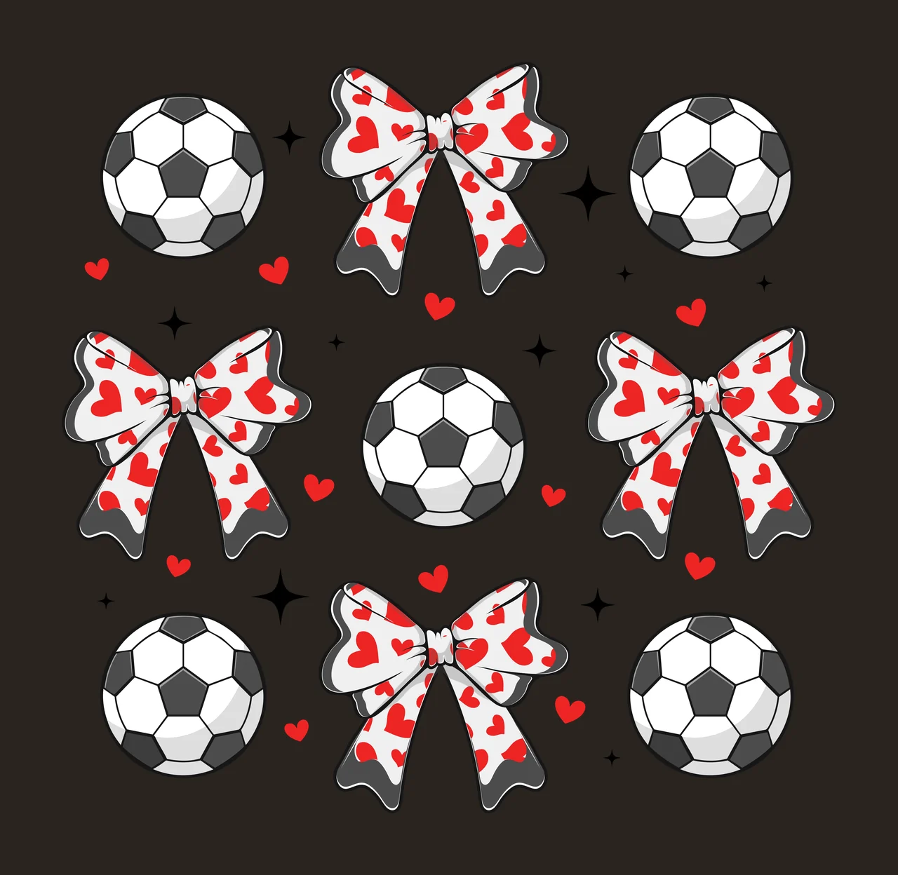 Polka Dot Pattern With Black Bows circles and ribbons decorating stars contrast preview thumbnail
