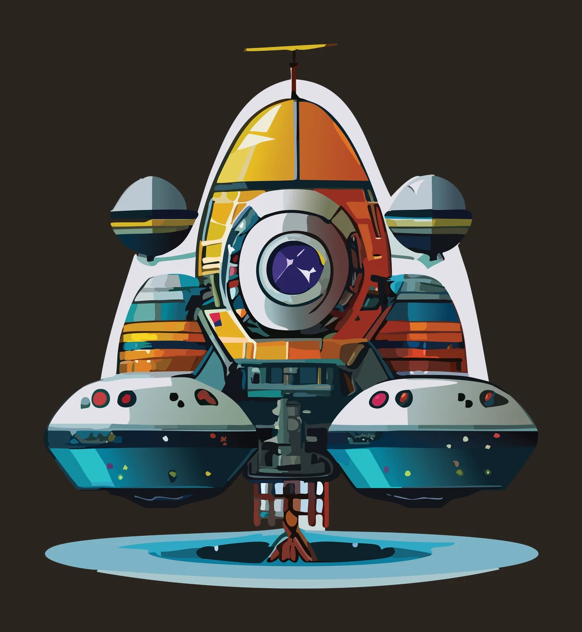 Mechanical Object With Top Antenna Standing dome side structures contrast preview thumbnail