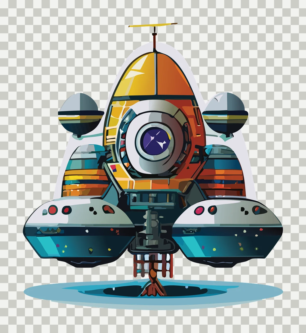 Mechanical Object With Top Antenna Standing dome side structures transparency and detail preview thumbnail