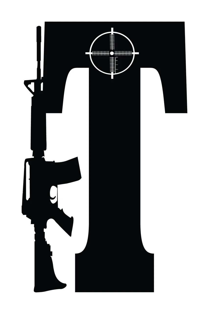 Gun Alphabet Character 11 scalable logo design icon