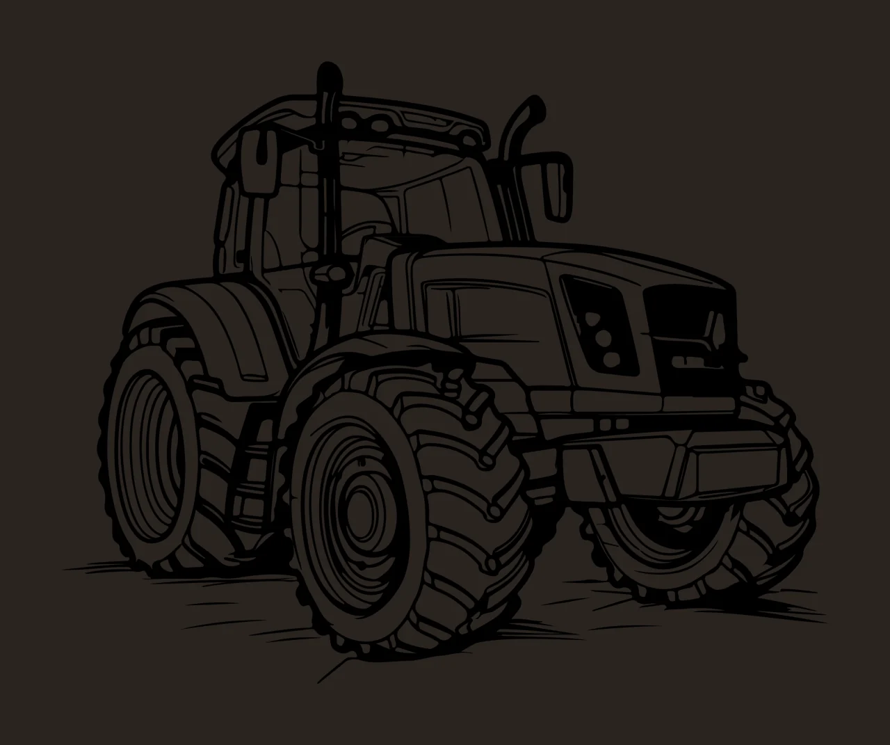 Large Wheeled Agricultural Tractor Silhouette wheels tires contrast preview thumbnail