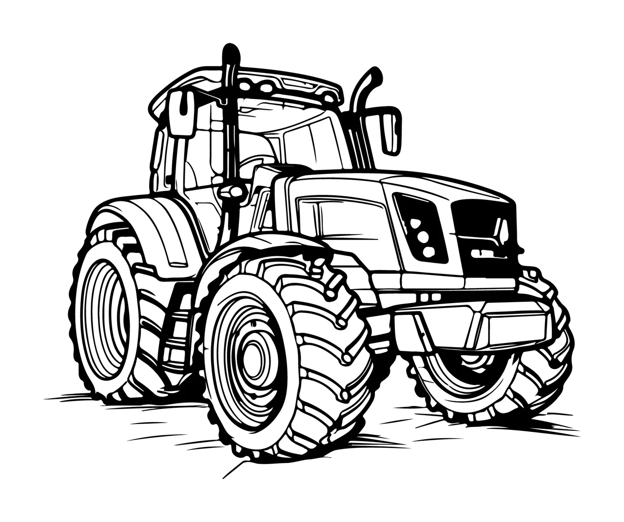 Large Wheeled Agricultural Tractor Silhouette wheels tires