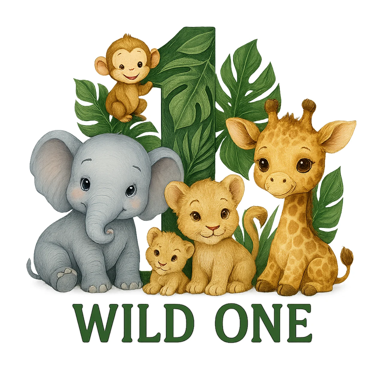 Wild One 1st Birthday Safari Jungle Animals Variation A