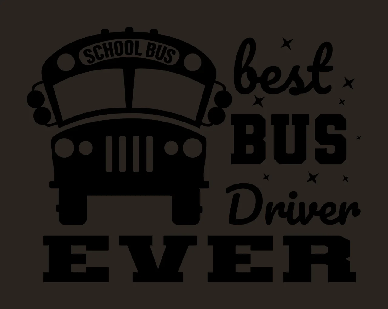 School Bus With Stars And Text In Black contrast preview thumbnail