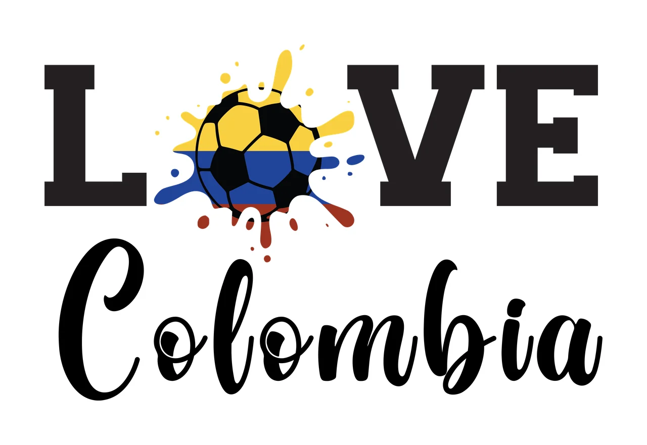 Love Colombia Text With Ink Splash writing typographic black