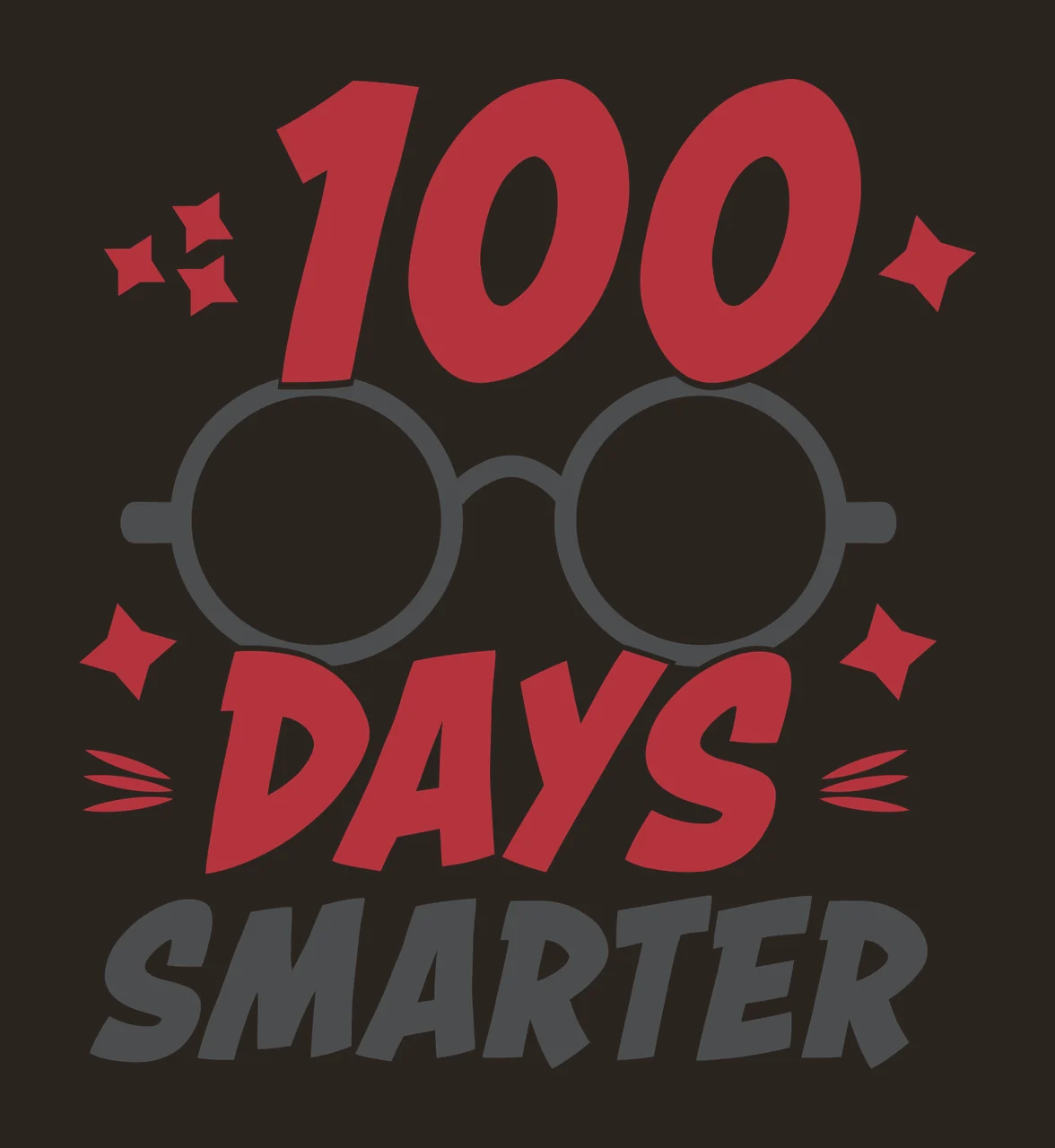 100 Days Smarter With Glasses star silhouette black number contrast preview thumbnail