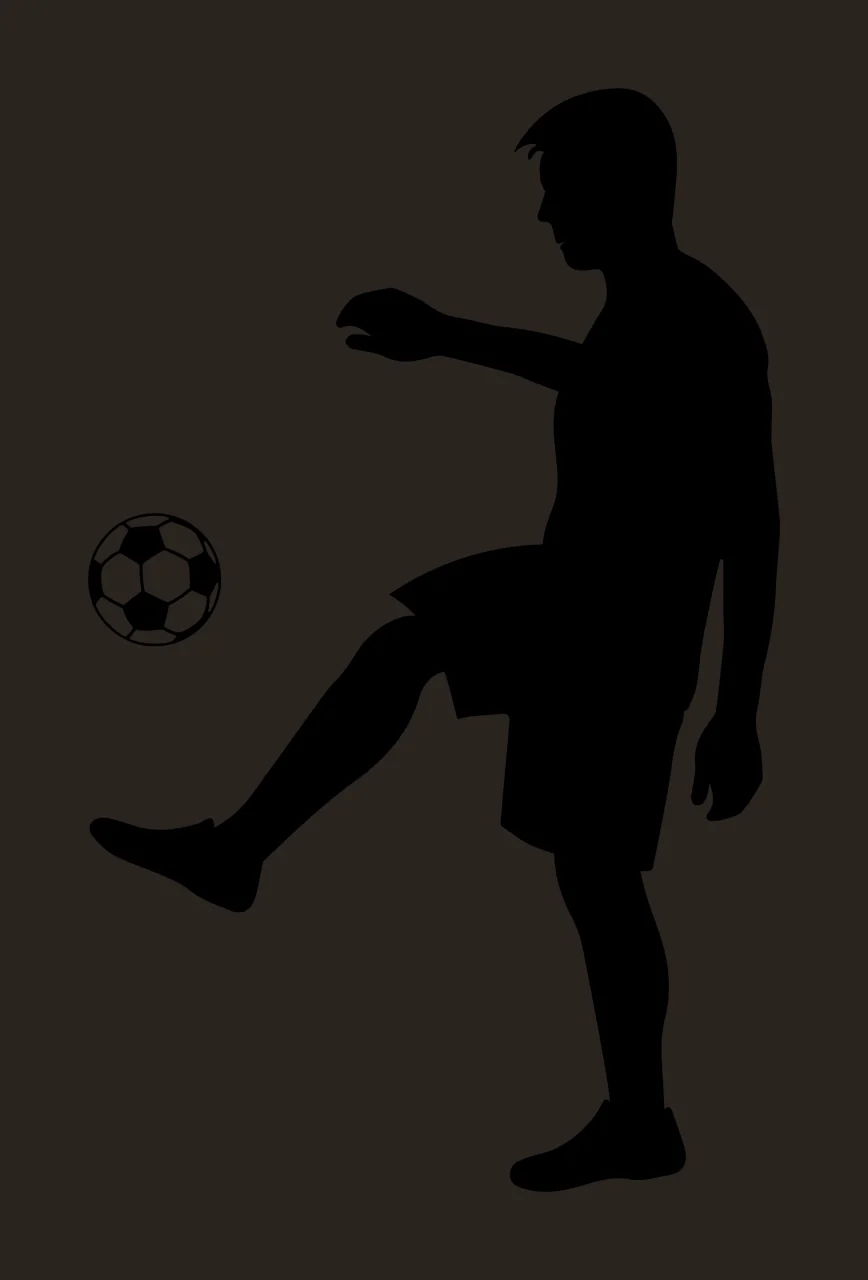 Soccer Player Silhouette Juggling Ball black white athlete contrast preview thumbnail