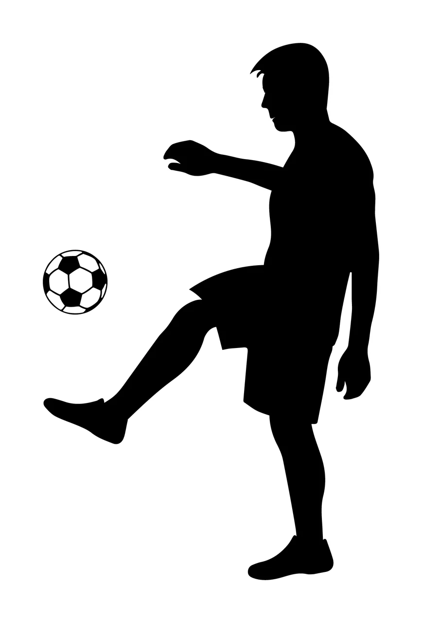 Soccer Player Silhouette Juggling Ball black white athlete