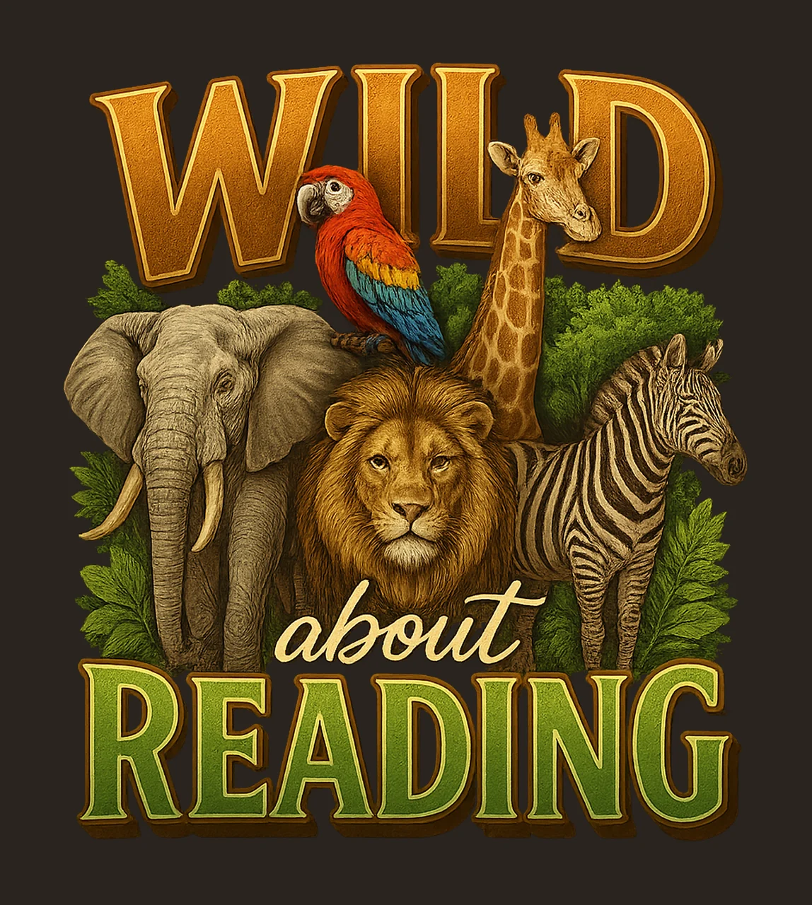 Wild About Reading Safari Animal Reading Design Back to contrast preview thumbnail