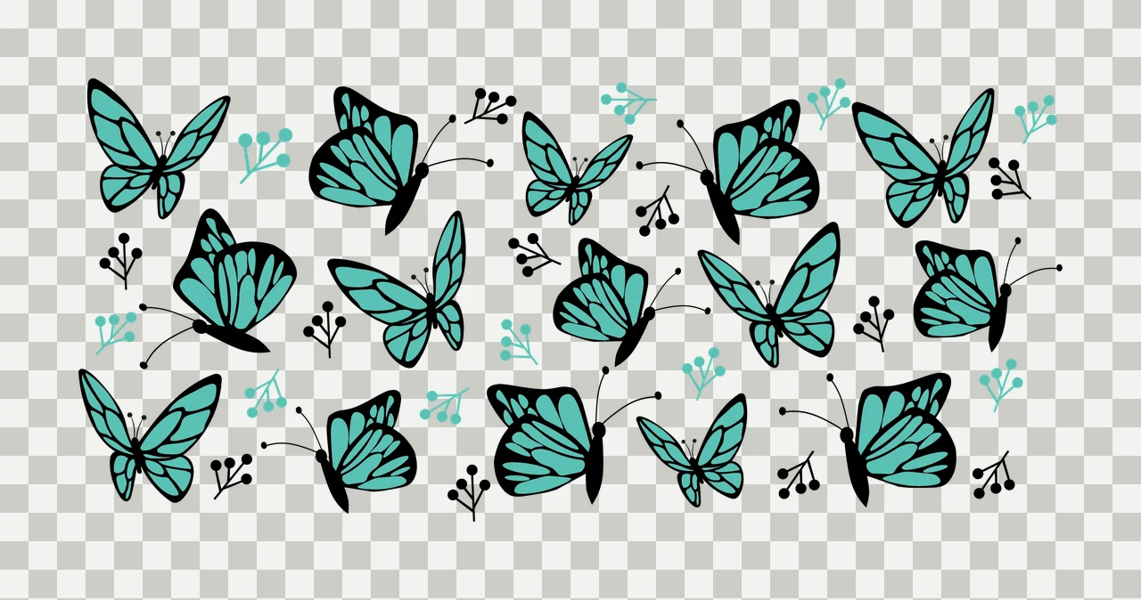 Can Glass Wrap Butterfly And Berry Branch Pattern butterflies transparency and detail preview thumbnail