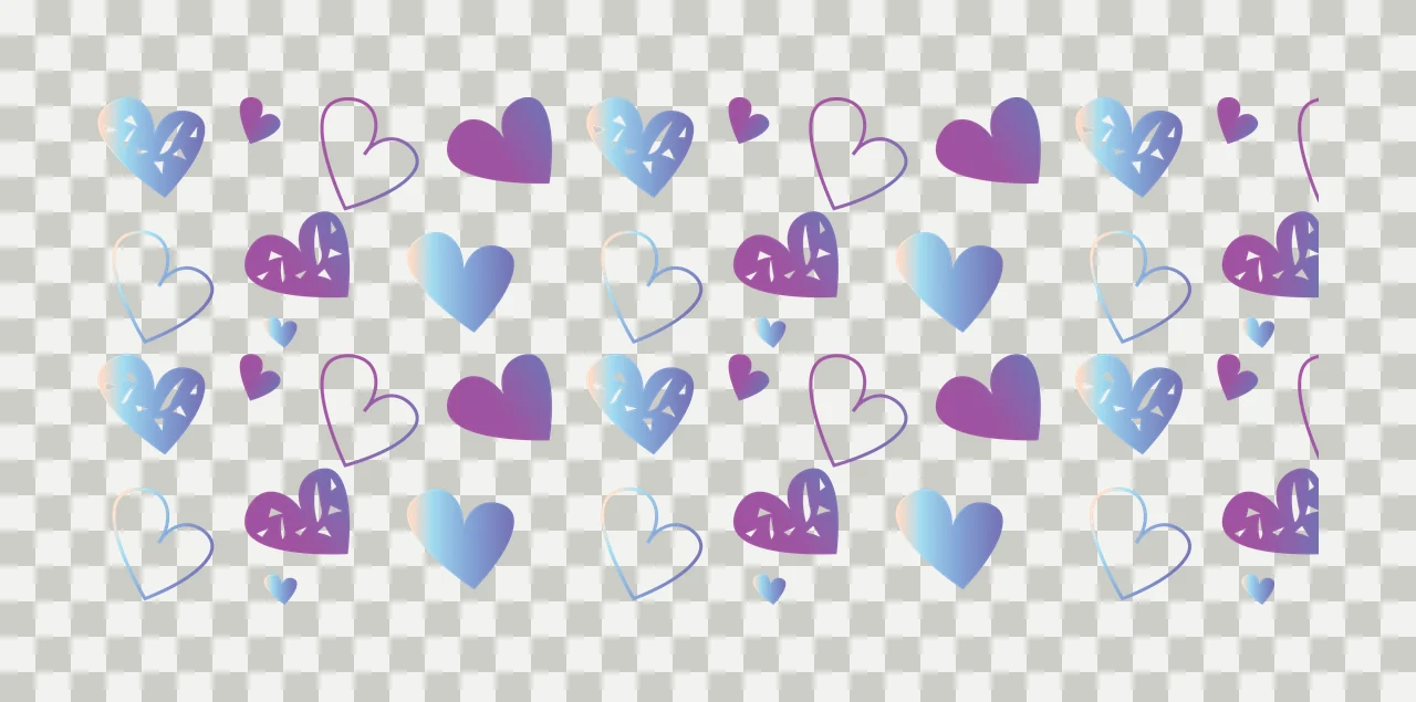 Can Glass Wrap Hearts Pattern Of Solid repeating outlines black transparency and detail preview thumbnail